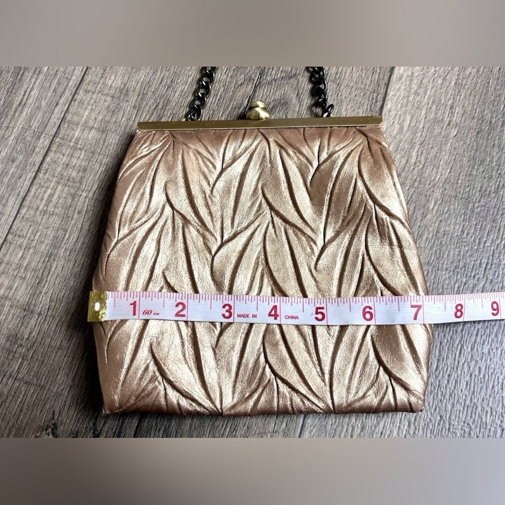 Vintage Jessica McClintock Metallic Golf Leaf Textured Evening Bag Clutch - Picture 9 of 9